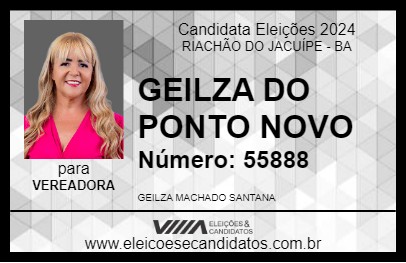 Candidato GEILZA DO PONTO NOVO 2024 - RIACHÃO DO JACUÍPE - Eleições