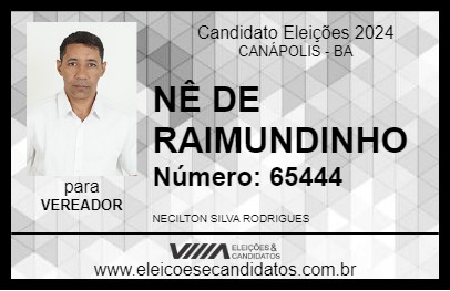 Candidato NÊ DE RAIMUNDINHO 2024 - CANÁPOLIS - Eleições