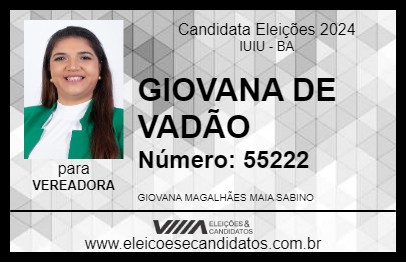 Candidato GIOVANA DE VADÃO 2024 - IUIU - Eleições