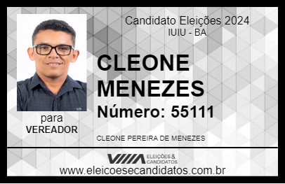 Candidato CLEONE MENEZES 2024 - IUIU - Eleições