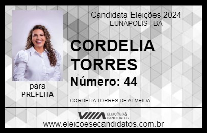 Candidato CORDELIA TORRES 2024 - EUNÁPOLIS - Eleições