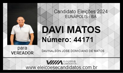 Candidato DAVI MATOS 2024 - EUNÁPOLIS - Eleições