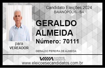 Candidato GERALDO ALMEIDA  2024 - BAIANÓPOLIS - Eleições