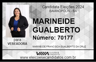 Candidato MARINEIDE GUALBERTO 2024 - BAIANÓPOLIS - Eleições