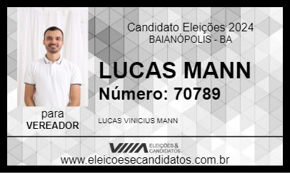 Candidato LUCAS MANN 2024 - BAIANÓPOLIS - Eleições