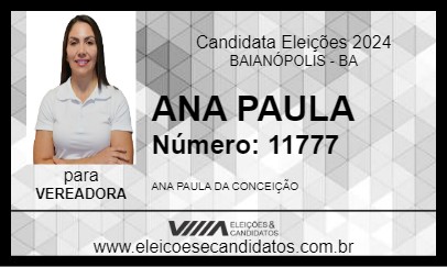 Candidato ANA PAULA  2024 - BAIANÓPOLIS - Eleições