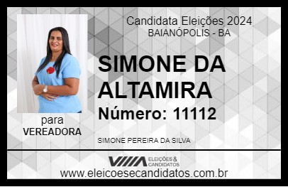 Candidato SIMONE DA ALTAMIRA  2024 - BAIANÓPOLIS - Eleições