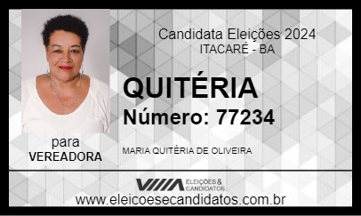 Candidato QUITÉRIA 2024 - ITACARÉ - Eleições