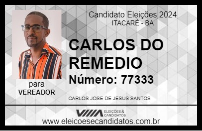 Candidato CARLOS DO REMEDIO 2024 - ITACARÉ - Eleições