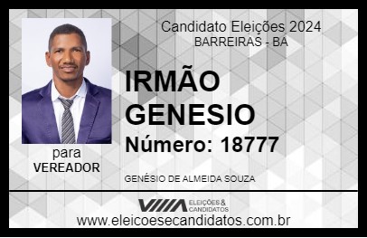 Candidato IRMÃO GENESIO 2024 - BARREIRAS - Eleições