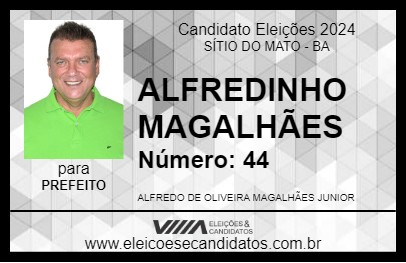 Candidato ALFREDINHO MAGALHÃES 2024 - SÍTIO DO MATO - Eleições