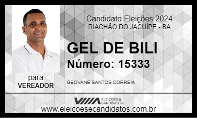 Candidato GEL DE BILI 2024 - RIACHÃO DO JACUÍPE - Eleições