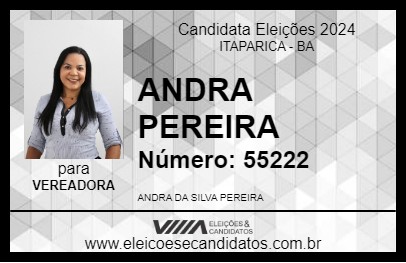 Candidato ANDRA PEREIRA 2024 - ITAPARICA - Eleições