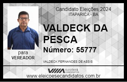 Candidato VALDECK DA PESCA 2024 - ITAPARICA - Eleições