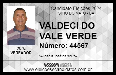 Candidato VALDECI DO VALE VERDE 2024 - SÍTIO DO MATO - Eleições