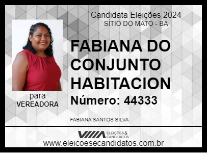 Candidato FABIANA DO CONJUNTO HABITACION 2024 - SÍTIO DO MATO - Eleições