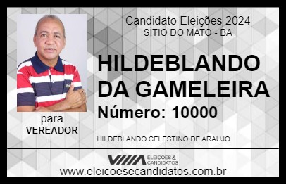 Candidato HILDEBLANDO DA GAMELEIRA 2024 - SÍTIO DO MATO - Eleições