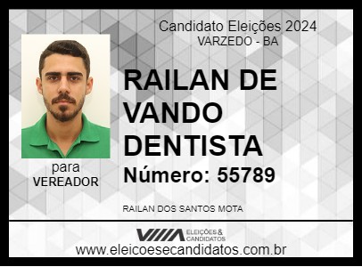 Candidato RAILAN DE VANDO DENTISTA 2024 - VARZEDO - Eleições