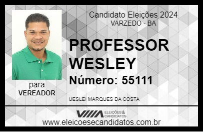 Candidato PROFESSOR WESLEY 2024 - VARZEDO - Eleições