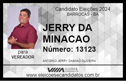 Candidato JERRY DA MINACAO 2024 - BARROCAS - Eleições