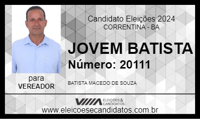 Candidato JOVEM BATISTA 2024 - CORRENTINA - Eleições