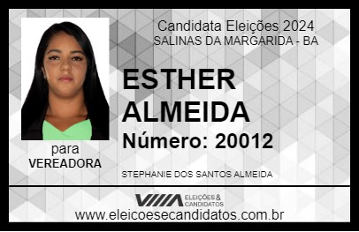 Candidato ESTHER ALMEIDA 2024 - SALINAS DA MARGARIDA - Eleições