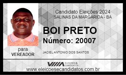 Candidato BOI PRETO 2024 - SALINAS DA MARGARIDA - Eleições