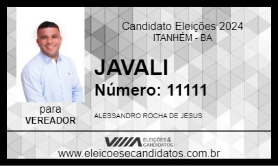 Candidato JAVALI 2024 - ITANHÉM - Eleições