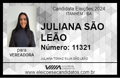 Candidato JULIANA SÃO LEÃO 2024 - ITANHÉM - Eleições