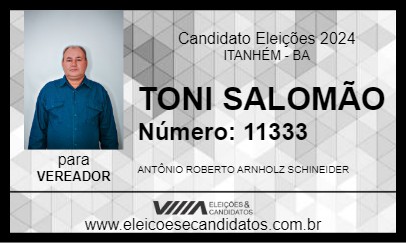 Candidato ANTONIO SCHNEIDER 2024 - ITANHÉM - Eleições