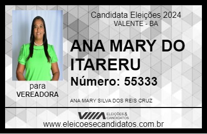 Candidato ANA MARY DO ITARERU 2024 - VALENTE - Eleições