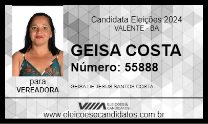 Candidato GEISA COSTA 2024 - VALENTE - Eleições