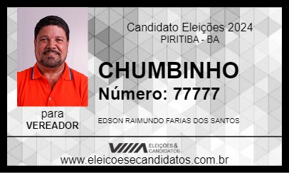 Candidato CHUMBINHO 2024 - PIRITIBA - Eleições