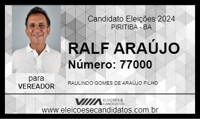 Candidato RALF ARAÚJO 2024 - PIRITIBA - Eleições