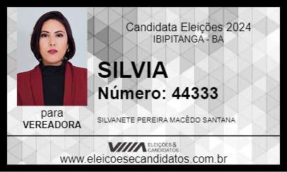 Candidato SILVIA 2024 - IBIPITANGA - Eleições