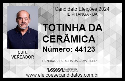 Candidato TOTINHA DA CERÃMICA 2024 - IBIPITANGA - Eleições