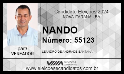 Candidato NANDO 2024 - NOVA ITARANA - Eleições