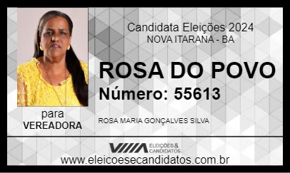 Candidato ROSA DO POVO 2024 - NOVA ITARANA - Eleições