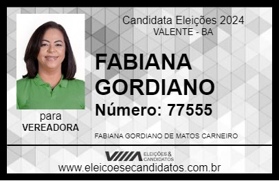 Candidato FABIANA GORDIANO 2024 - VALENTE - Eleições