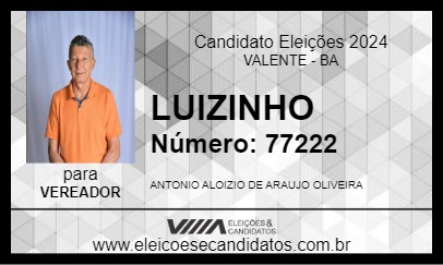 Candidato LUIZINHO 2024 - VALENTE - Eleições