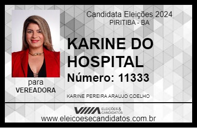 Candidato KARINE  DO HOSPITAL 2024 - PIRITIBA - Eleições