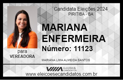 Candidato MARIANA ENFERMEIRA 2024 - PIRITIBA - Eleições