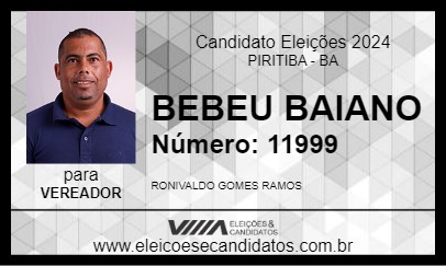 Candidato BEBEU BAIANO 2024 - PIRITIBA - Eleições