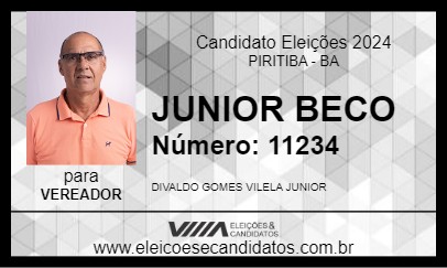 Candidato JUNIOR BECO 2024 - PIRITIBA - Eleições