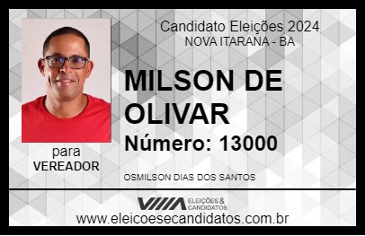 Candidato MILSON DE OLIVAR 2024 - NOVA ITARANA - Eleições