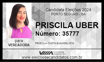 Candidato PRISCILA UBER 2024 - PORTO SEGURO - Eleições