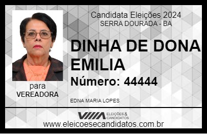 Candidato DINHA DE DONA EMILIA 2024 - SERRA DOURADA - Eleições