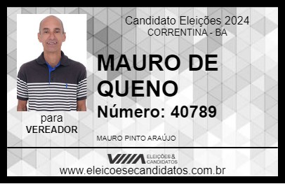 Candidato MAURO DE QUENO 2024 - CORRENTINA - Eleições