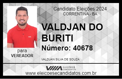 Candidato VALDJAN DO BURITI 2024 - CORRENTINA - Eleições