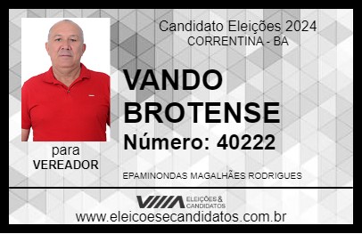 Candidato VANDO BROTENSE  2024 - CORRENTINA - Eleições